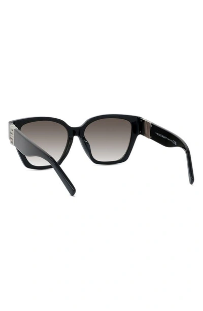 Shop Givenchy 4g 56mm Square Sunglasses In Shiny Black / Gradient Smoke