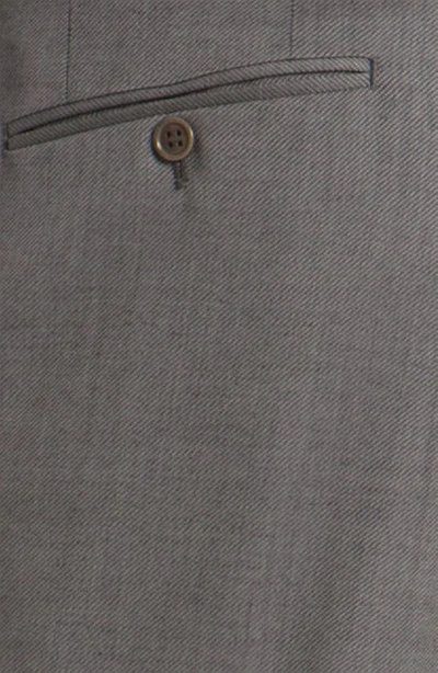 Canali Wool Flat Front Trousers In Grey