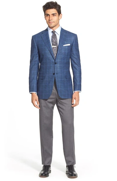 Canali Wool Flat Front Trousers In Grey
