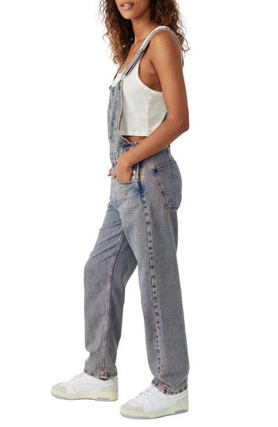 Shop Free People We The Free Ziggy Denim Overalls In Blue/ Pink Dreams