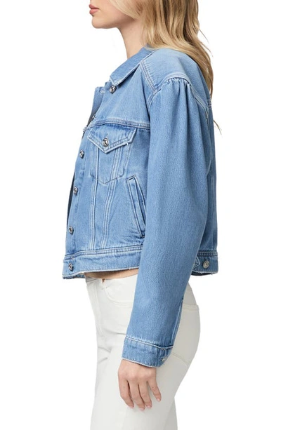 Shop Paige Blythe Puff Shoulder Denim Jacket In Kova Distressed