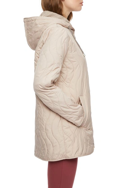 Shop Bernardo Quilted Zip-up Hooded Jacket In Light Taupe