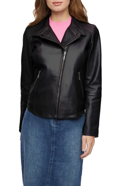 Shop Bernardo Leather Moto Jacket In Black