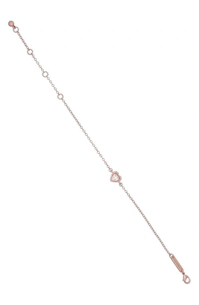Shop Ted Baker Hansa Crystal Heart Bracelet In Rose Gold Tone Clear Crystal