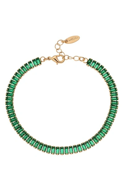 Shop Ettika Crystal Baguette Chain Anklet In Green