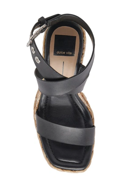 Shop Dolce Vita Aldona Ankle Wrap Wedge Sandal In Black Leather