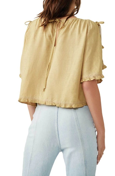 Shop Free People Lillia Pintuck Crop Linen Blend Top In Peach Sunrise