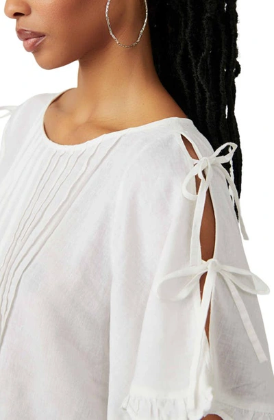 Shop Free People Lillia Pintuck Crop Linen Blend Top In White