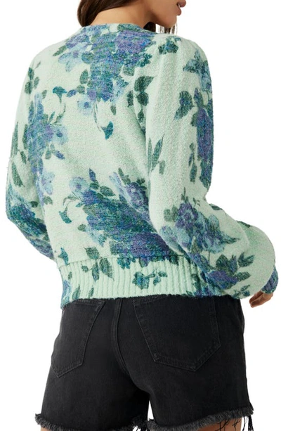 Shop Free People Bed Of Roses V-neck Sweater In Pastel Green Combo
