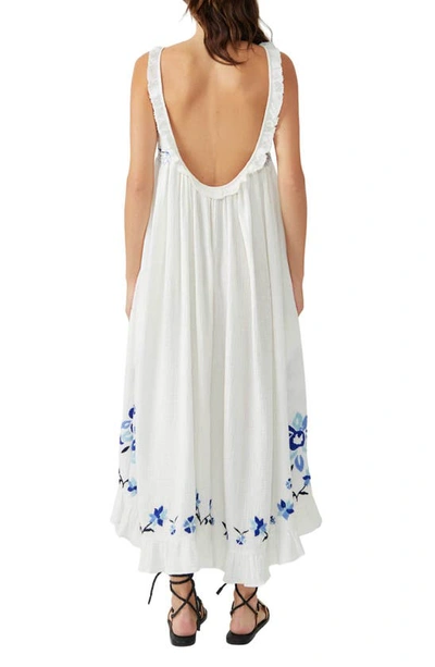 Shop Free People Magda Embroidered Maxi Sundress In Ivory Indigo