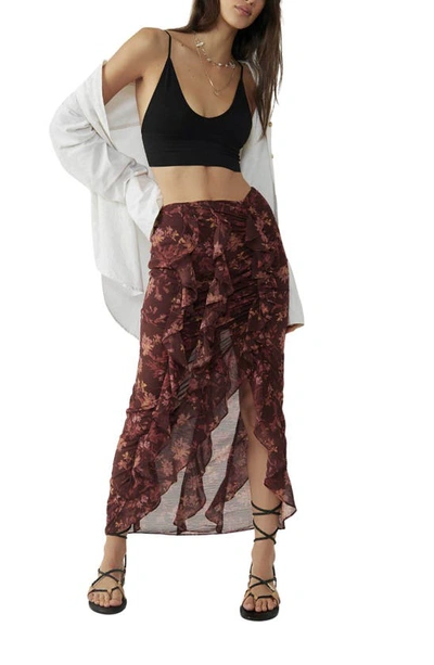 Shop Free People Flounce Around Ruffle Maxi Skirt In Dark Combo
