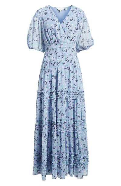 Shop Ted Baker Blakeli Floral Smocked Puff Sleeve Dress In Blue