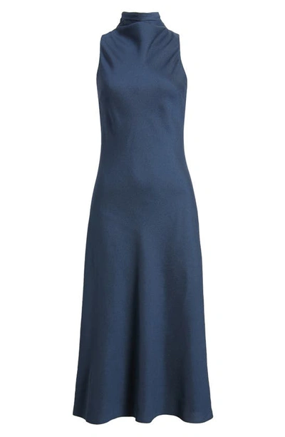 Shop Ted Baker Eleanar High Cowl Neck Midi Dress In Dark Blue