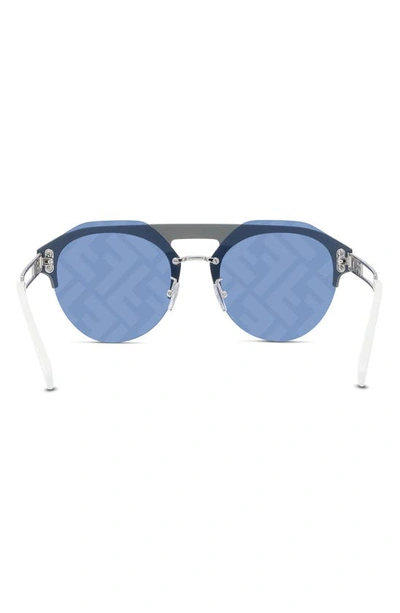 Shop Fendi The  Technicolor Oval Sunglasses In Shiny Palladium / Blu Mirror