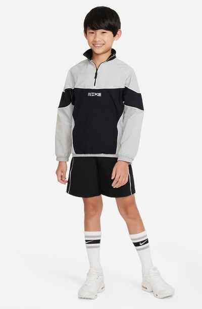 Shop Nike Kids' Windrunner Anorak In Smoke Grey/ Black/ White
