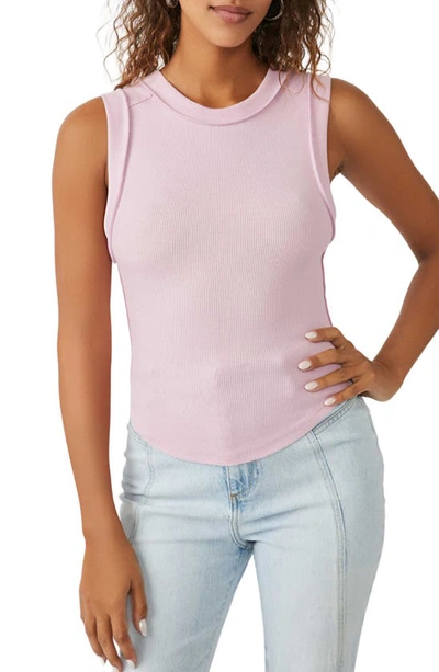 Shop Free People Kate Rib Stretch Cotton Tank In Bleached Mauve
