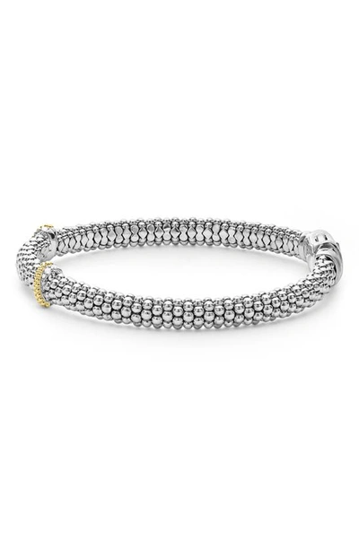 Lagos Sterling Silver Caviar Diamond X Bracelet In Gold