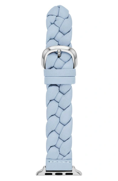 Shop Kate Spade Braided Leather 20mm Apple Watch® Watchband In Blue