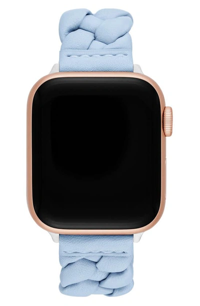 Shop Kate Spade Braided Leather 20mm Apple Watch® Watchband In Blue