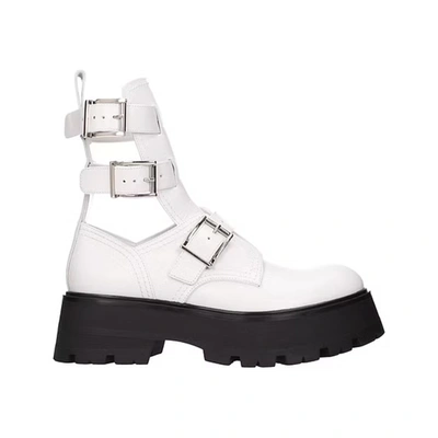 Shop Alexander Mcqueen Leather Ankle Boots In White