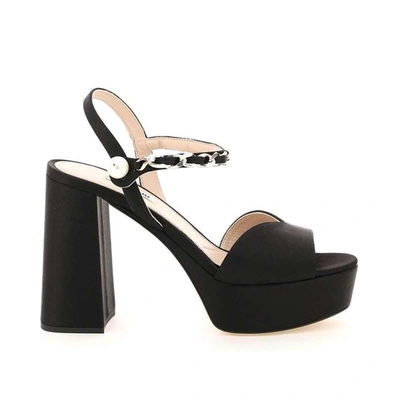 Shop Miu Miu Platform Sandals In Black