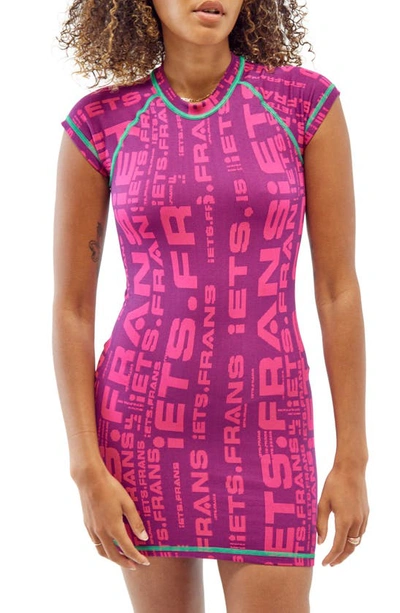 Shop Iets Frans Print Seamless Knit Body-con Dress In Pink