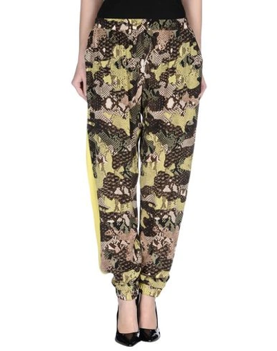 Shop Msgm Casual Pants In Acid Green