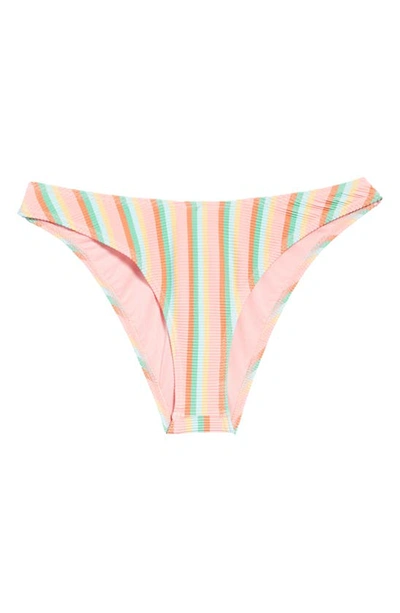 Shop Billabong Island Glow Tanlines Hike Stripe Bikini Bottoms In Pink Multi