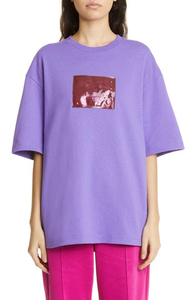 Shop Acne Studios Exford Inflatable Logo Organic Cotton T-shirt In Iris Purple