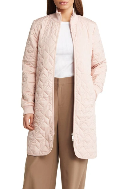 Ilse Jacobsen Isle Jacobsen Long Quilted Jacket In Pale Pink