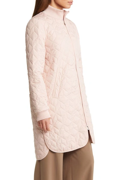 Ilse Jacobsen Isle Jacobsen Long Quilted Jacket In Pale Pink