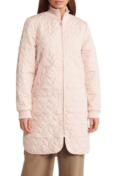 Ilse Jacobsen Isle Jacobsen Long Quilted Jacket In Pale Pink