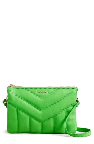 Shop Ted Baker Ayasini Quilted Leather Crossbody Bag In Green
