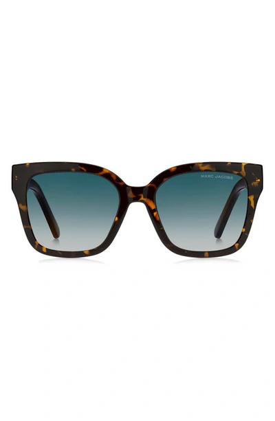 Shop Marc Jacobs 53mm Gradient Square Sunglasses In Havana/ Blue Shaded