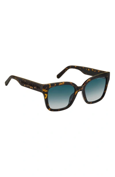 Shop Marc Jacobs 53mm Gradient Square Sunglasses In Havana/ Blue Shaded