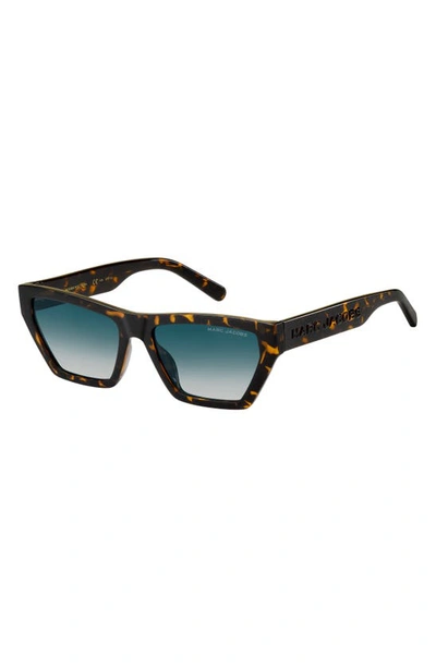Shop Marc Jacobs 55mm Gradient Cat Eye Sunglasses In Havana/ Blue Shaded