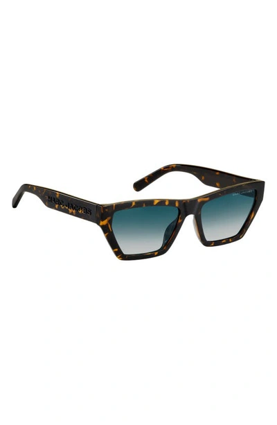 Shop Marc Jacobs 55mm Gradient Cat Eye Sunglasses In Havana/ Blue Shaded