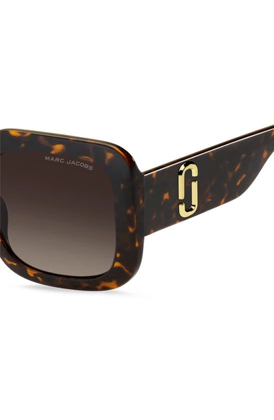 Shop Marc Jacobs 53mm Gradient Polarized Square Sunglasses In Havana/ Brown Gradient
