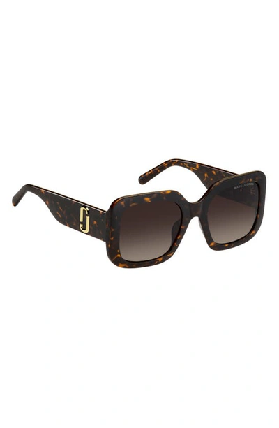 Shop Marc Jacobs 53mm Gradient Polarized Square Sunglasses In Havana/ Brown Gradient