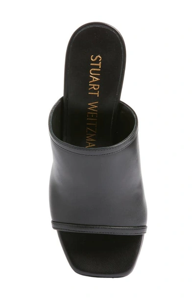 Shop Stuart Weitzman Cayman 85 Block Slide Sandal In Black Smooth Calf