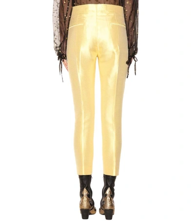 Shop Haider Ackermann Jacquard Silk Trousers In Yellow