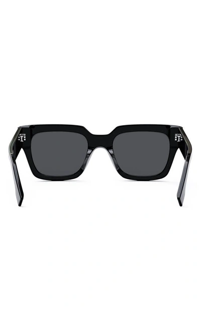 Shop Fendi The Graphy 51mm Geometric Sunglasses In Shiny Black / Smoke