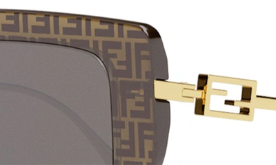 Shop Fendi The  Baguette 55mm Geometric Sunglasses In Dark Brown/ Gradient Brown