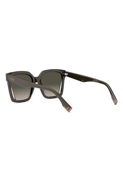 Shop Fendi The  Way 55mm Geometric Sunglasses In Dark Brown/ Gradient Green