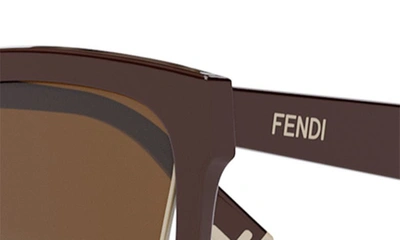 Shop Fendi The  Way 55mm Geometric Sunglasses In Shiny Red / Gradient Brown