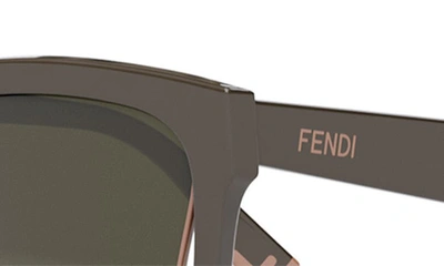 Shop Fendi The  Way 55mm Geometric Sunglasses In Dark Brown/ Gradient Green