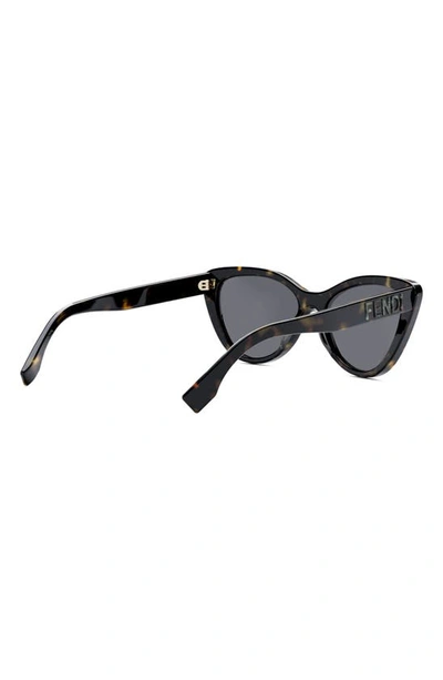 Shop Fendi The  Lettering 55mm Cat Eye Sunglasses In Dark Havana / Smoke