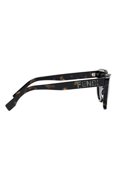 Shop Fendi The  Lettering 55mm Cat Eye Sunglasses In Dark Havana / Smoke