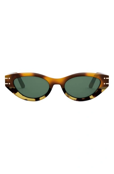 Shop Dior 'signature B5i 51mm Cat Eye Sunglasses In Blonde Havana / Green