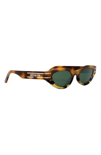Shop Dior 'signature B5i 51mm Cat Eye Sunglasses In Blonde Havana / Green